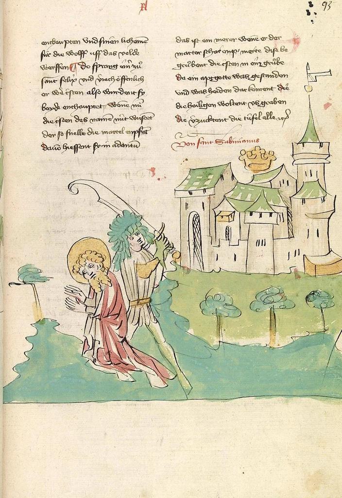 An illustration from "Elsässische Legenda Aurea", 1419, leaf 201