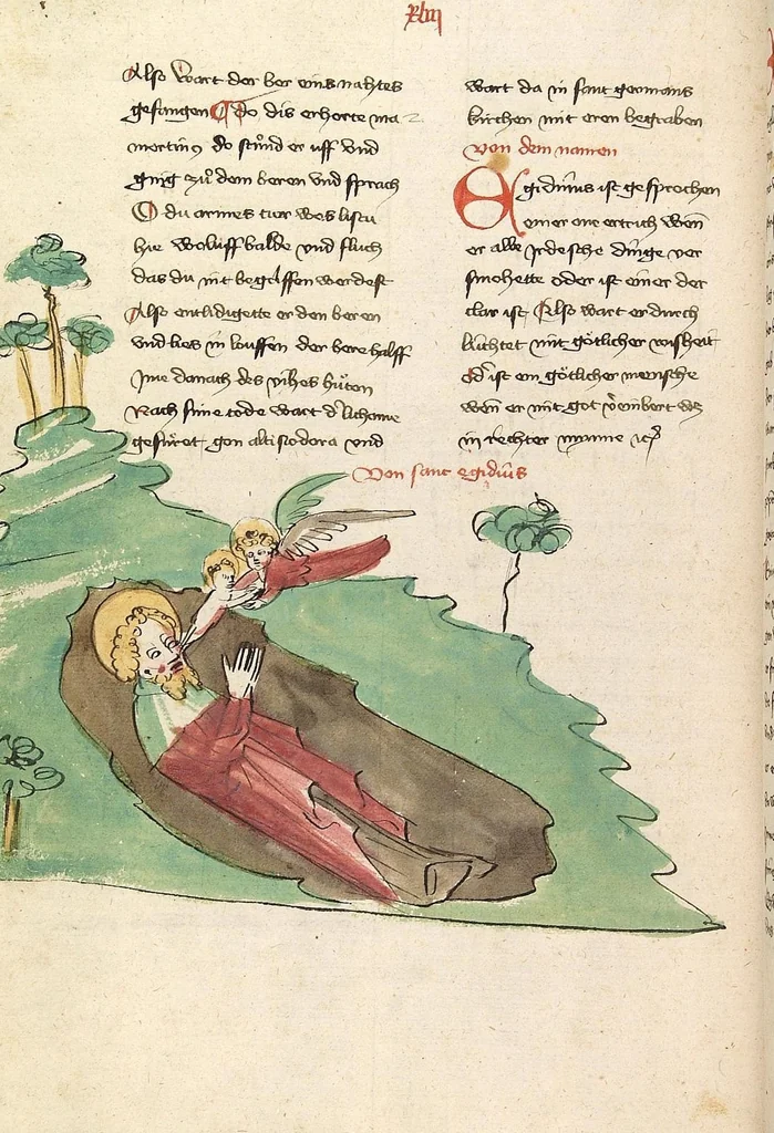 An illustration from "Elsässische Legenda Aurea", 1419, leaf 212