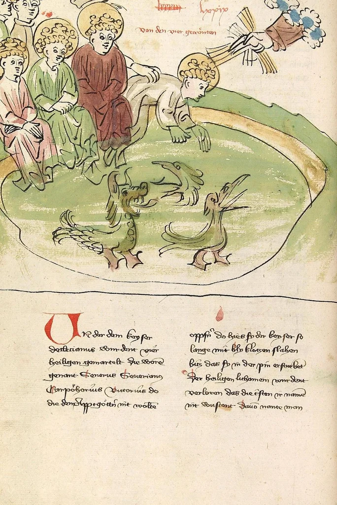 An illustration from "Elsässische Legenda Aurea", 1419, leaf 394