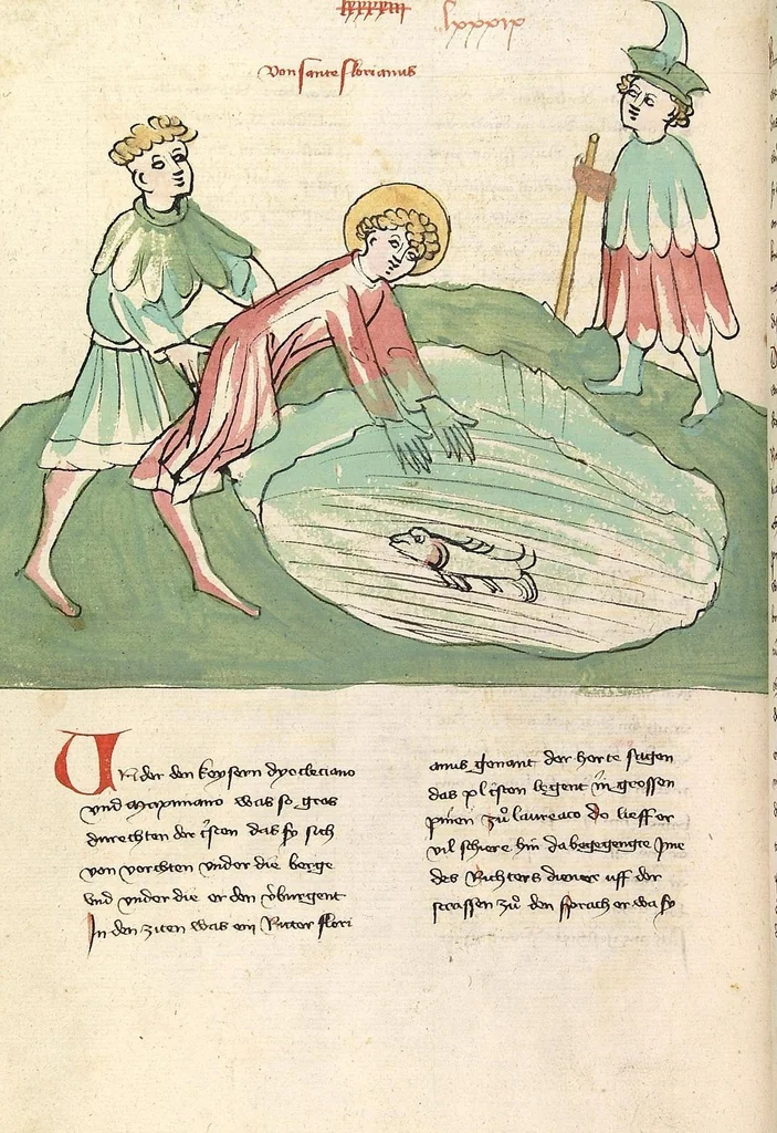 An illustration from "Elsässische Legenda Aurea", 1419, leaf 458
