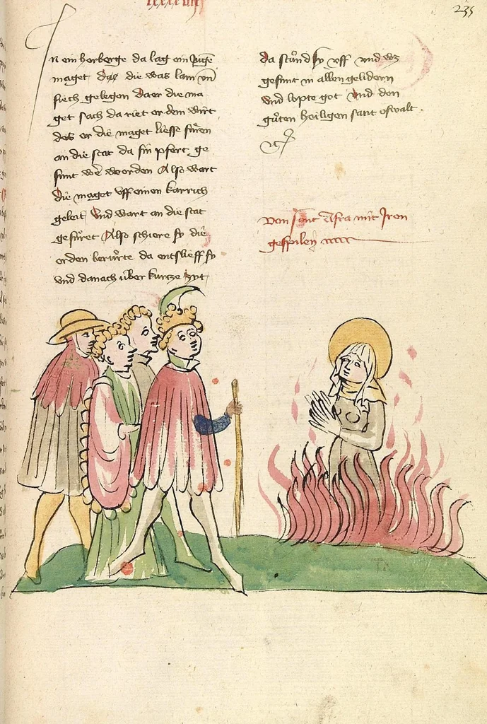 An illustration from "Elsässische Legenda Aurea", 1419, leaf 485