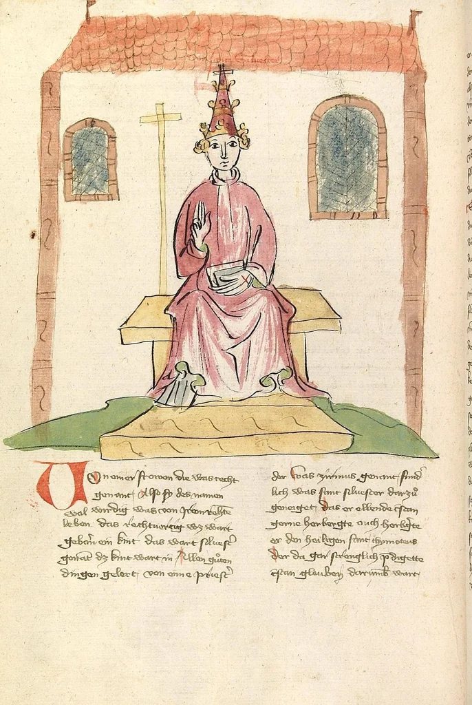 An illustration from "Elsässische Legenda Aurea", 1419, leaf 574