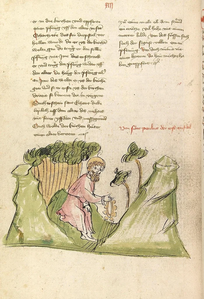 An illustration from "Elsässische Legenda Aurea", 1419, leaf 590