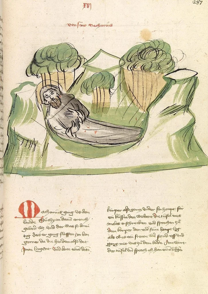 An illustration from "Elsässische Legenda Aurea", 1419, leaf 597