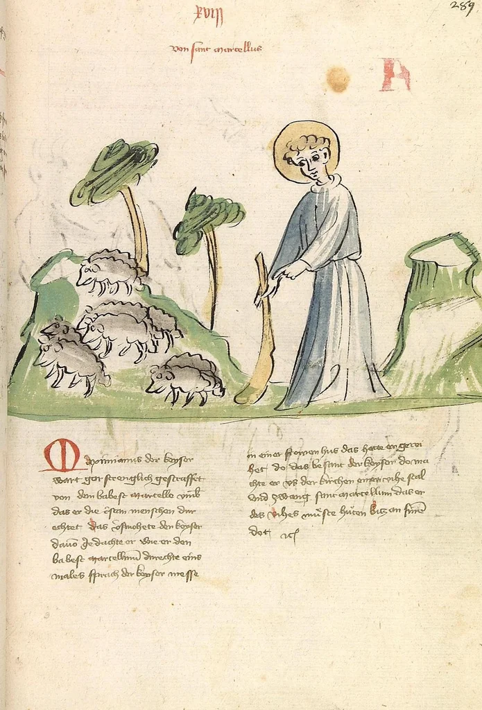 An illustration from "Elsässische Legenda Aurea", 1419, leaf 601