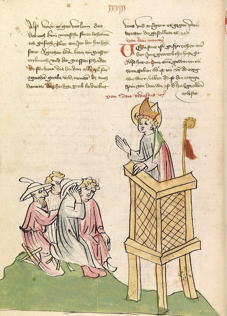 An illustration from "Elsässische Legenda Aurea", 1419, leaf 664