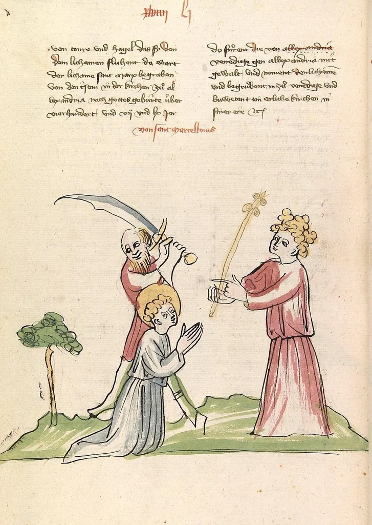 An illustration from "Elsässische Legenda Aurea", 1419, leaf 748