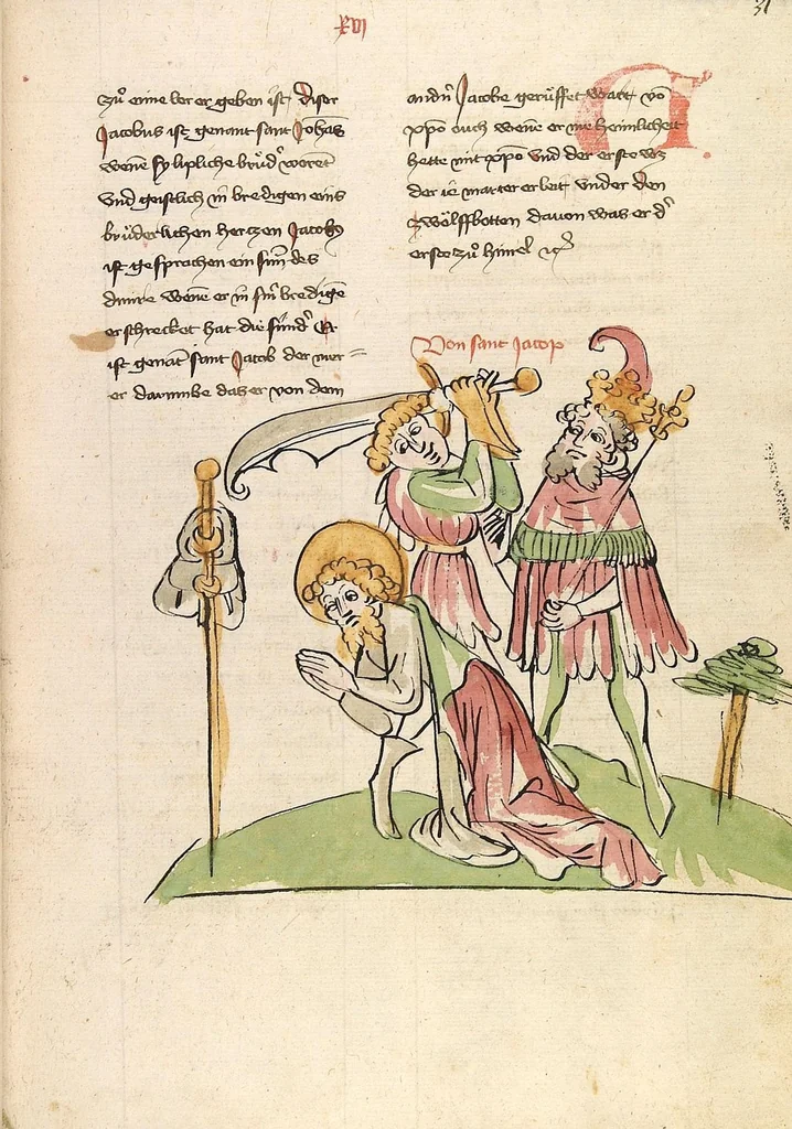 An illustration from "Elsässische Legenda Aurea", 1419, leaf 77