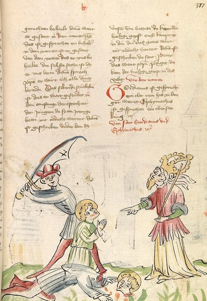 An illustration from "Elsässische Legenda Aurea", 1419, leaf 777