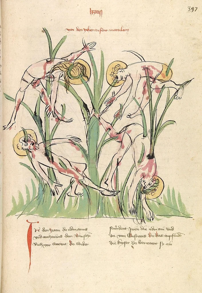 An illustration from "Elsässische Legenda Aurea", 1419, leaf 817