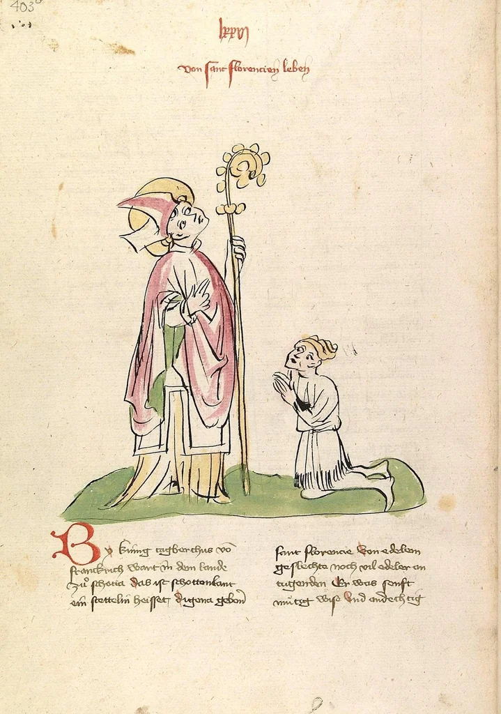 An illustration from "Elsässische Legenda Aurea", 1419, leaf 830