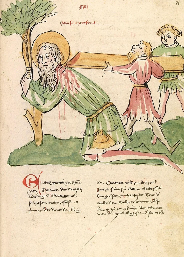 An illustration from "Elsässische Legenda Aurea", 1419, leaf 85