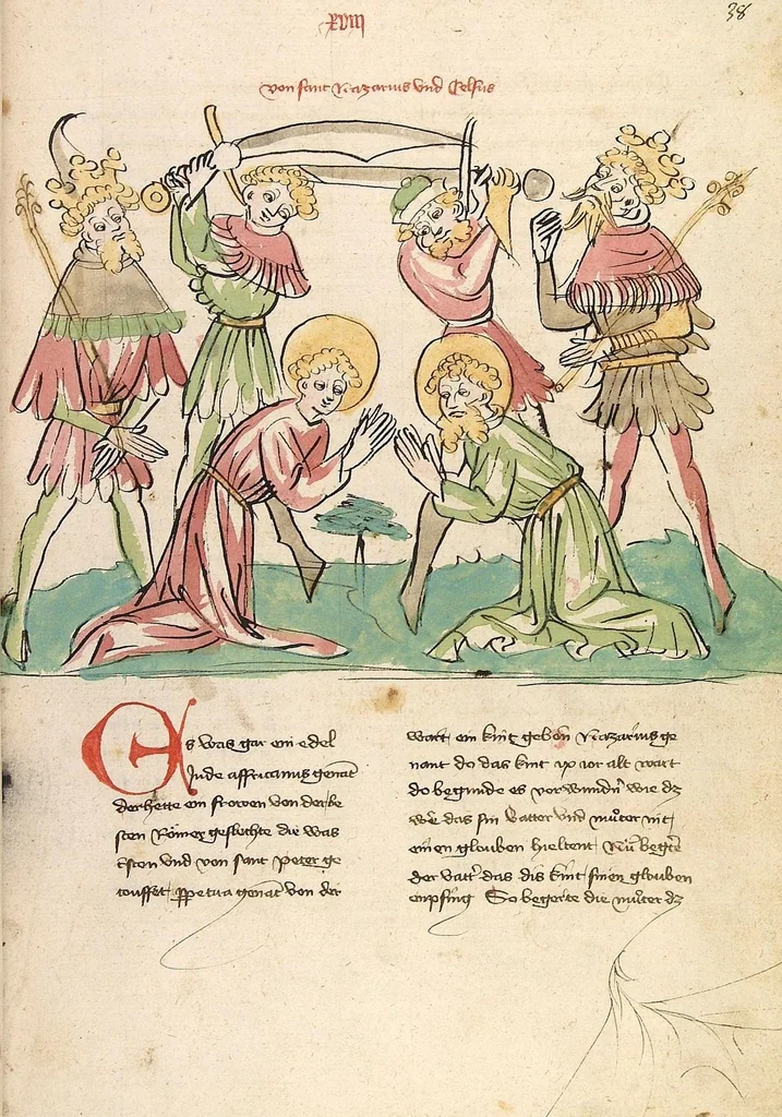 An illustration from "Elsässische Legenda Aurea", 1419, leaf 91