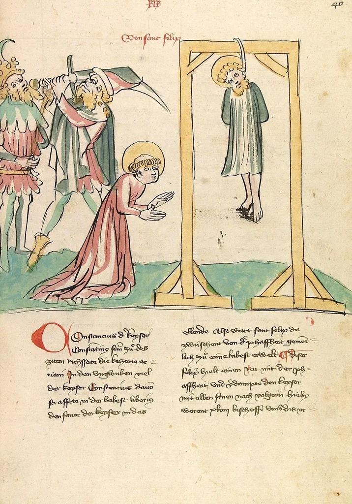 An illustration from "Elsässische Legenda Aurea", 1419, leaf 95