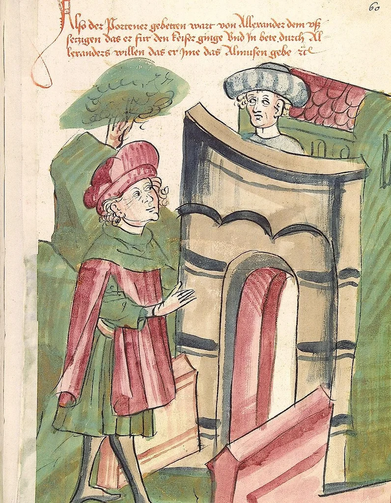 An illustration from Historia septem sapientum, dt. ; Martinus Oppaviensis: Chronicon pontificum et imperatorum, dt., 1450, leaf 133