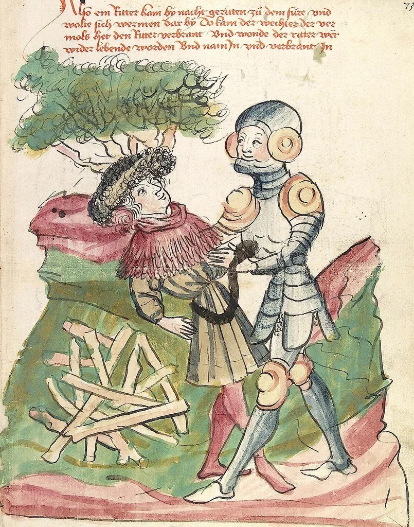 An illustration from Historia septem sapientum, dt. ; Martinus Oppaviensis: Chronicon pontificum et imperatorum, dt., 1450, leaf 159