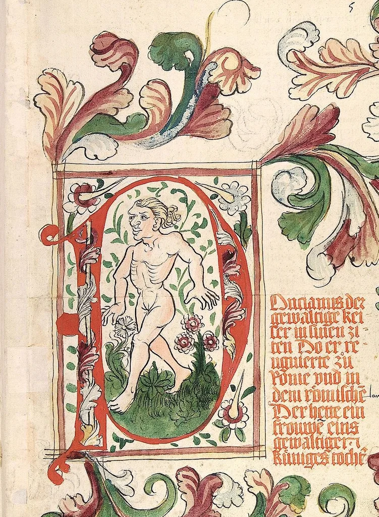 An illustration from Historia septem sapientum, dt. ; Martinus Oppaviensis: Chronicon pontificum et imperatorum, dt., 1450, leaf 23