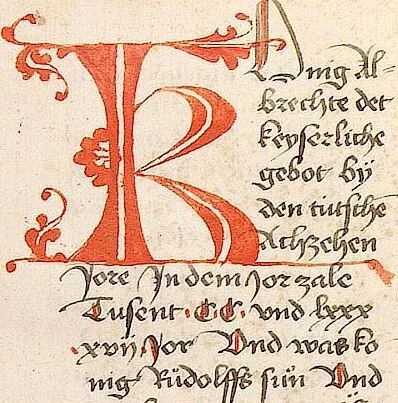 An illustration from Historia septem sapientum, dt. ; Martinus Oppaviensis: Chronicon pontificum et imperatorum, dt., 1450, leaf 455