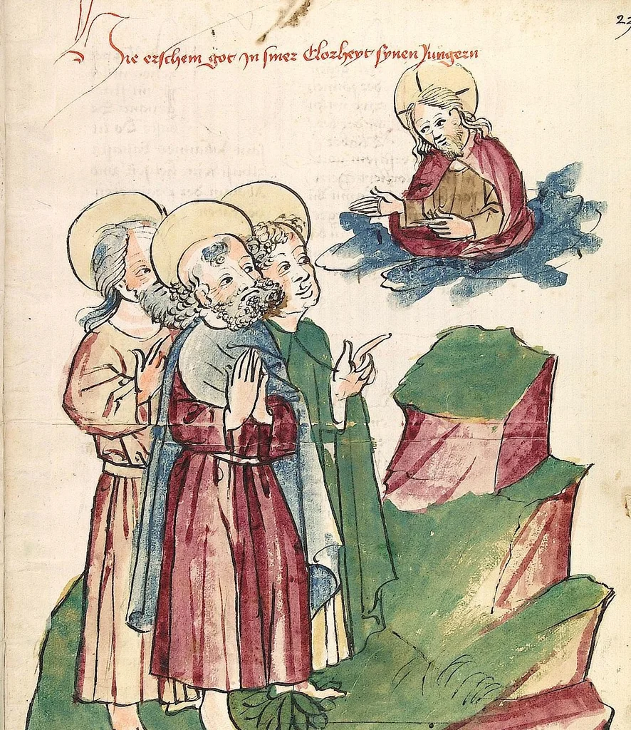 An illustration from Historia septem sapientum, dt. ; Martinus Oppaviensis: Chronicon pontificum et imperatorum, dt., 1450, leaf 475