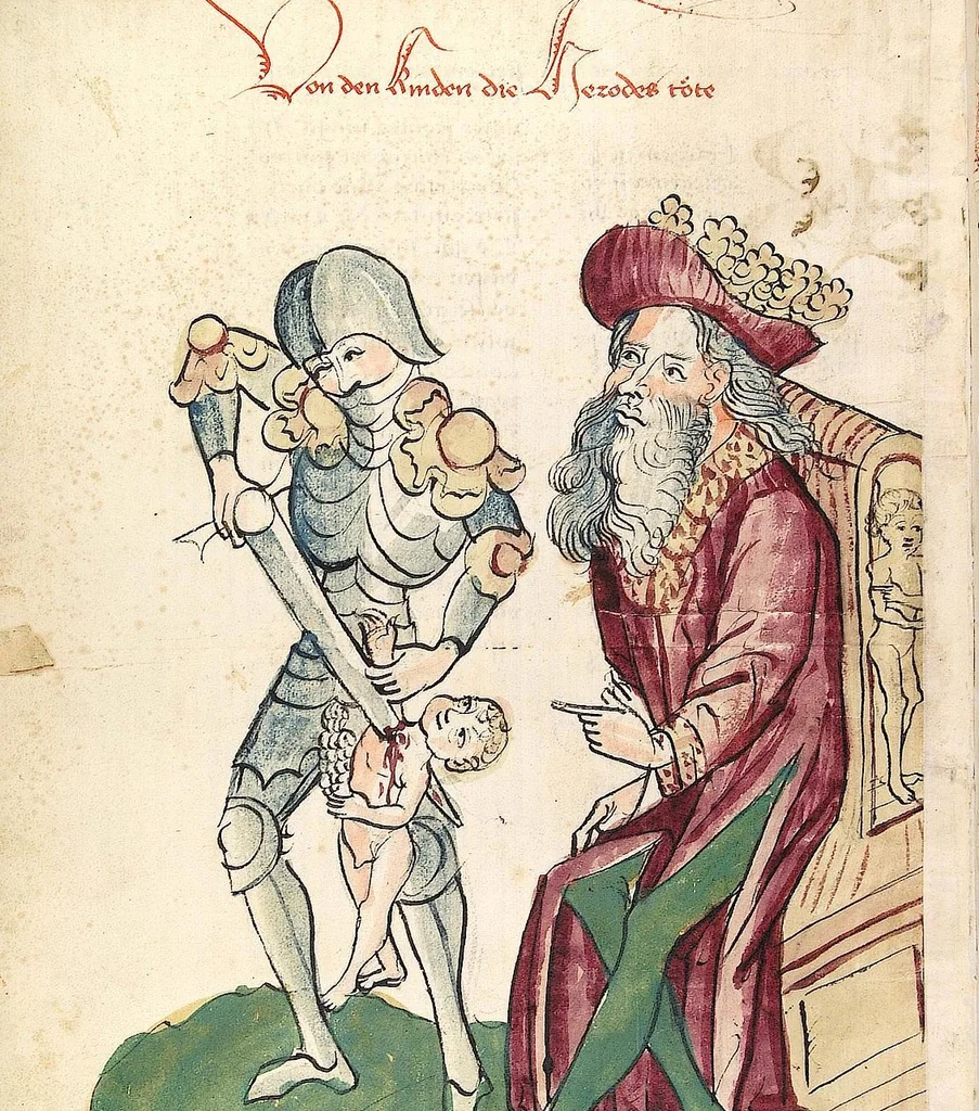 An illustration from Historia septem sapientum, dt. ; Martinus Oppaviensis: Chronicon pontificum et imperatorum, dt., 1450, leaf 482