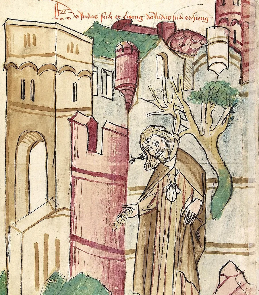 An illustration from Historia septem sapientum, dt. ; Martinus Oppaviensis: Chronicon pontificum et imperatorum, dt., 1450, leaf 486