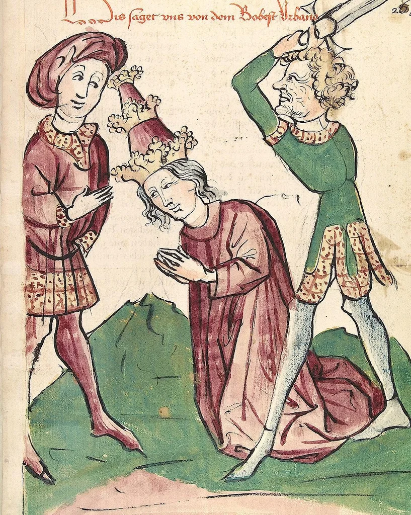 An illustration from Historia septem sapientum, dt. ; Martinus Oppaviensis: Chronicon pontificum et imperatorum, dt., 1450, leaf 547