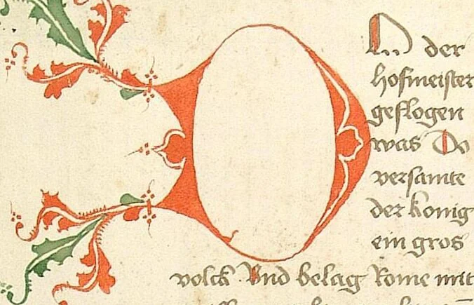 An illustration from Historia septem sapientum, dt. ; Martinus Oppaviensis: Chronicon pontificum et imperatorum, dt., 1450, leaf 132