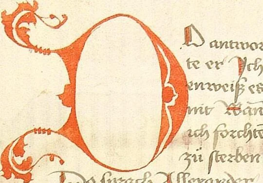 An illustration from Historia septem sapientum, dt. ; Martinus Oppaviensis: Chronicon pontificum et imperatorum, dt., 1450, leaf 196