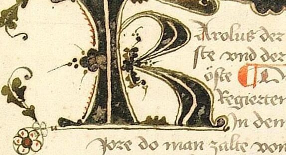 An illustration from Historia septem sapientum, dt. ; Martinus Oppaviensis: Chronicon pontificum et imperatorum, dt., 1450, leaf 382
