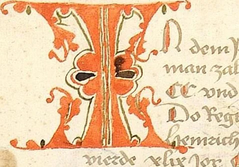 An illustration from Historia septem sapientum, dt. ; Martinus Oppaviensis: Chronicon pontificum et imperatorum, dt., 1450, leaf 414