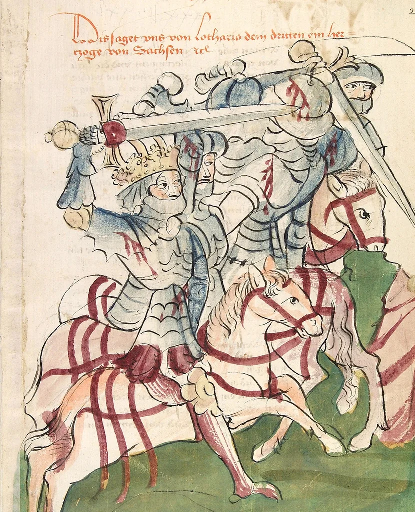 An illustration from Historia septem sapientum, dt. ; Martinus Oppaviensis: Chronicon pontificum et imperatorum, dt., 1450, leaf 423