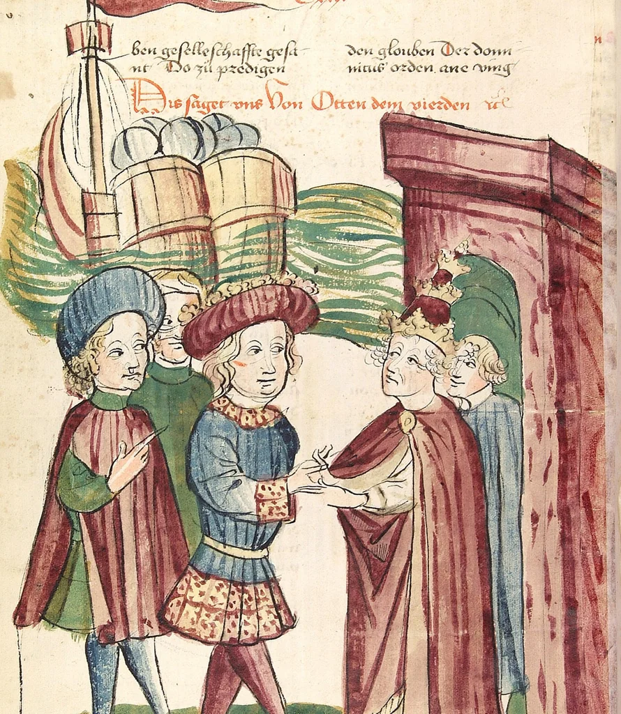 An illustration from Historia septem sapientum, dt. ; Martinus Oppaviensis: Chronicon pontificum et imperatorum, dt., 1450, leaf 434