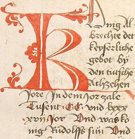 An illustration from Historia septem sapientum, dt. ; Martinus Oppaviensis: Chronicon pontificum et imperatorum, dt., 1450, leaf 455