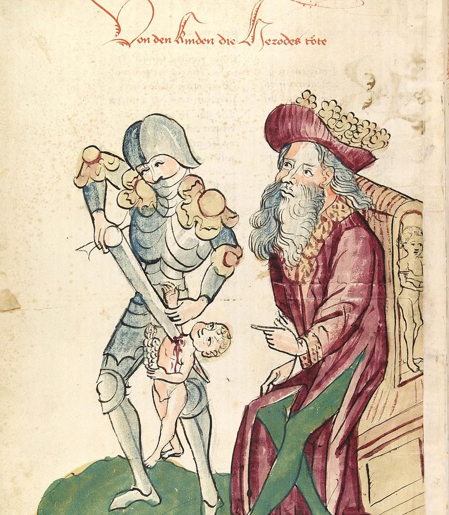 An illustration from Historia septem sapientum, dt. ; Martinus Oppaviensis: Chronicon pontificum et imperatorum, dt., 1450, leaf 482