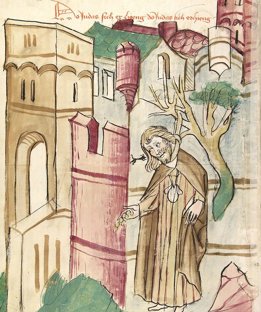 An illustration from Historia septem sapientum, dt. ; Martinus Oppaviensis: Chronicon pontificum et imperatorum, dt., 1450, leaf 486