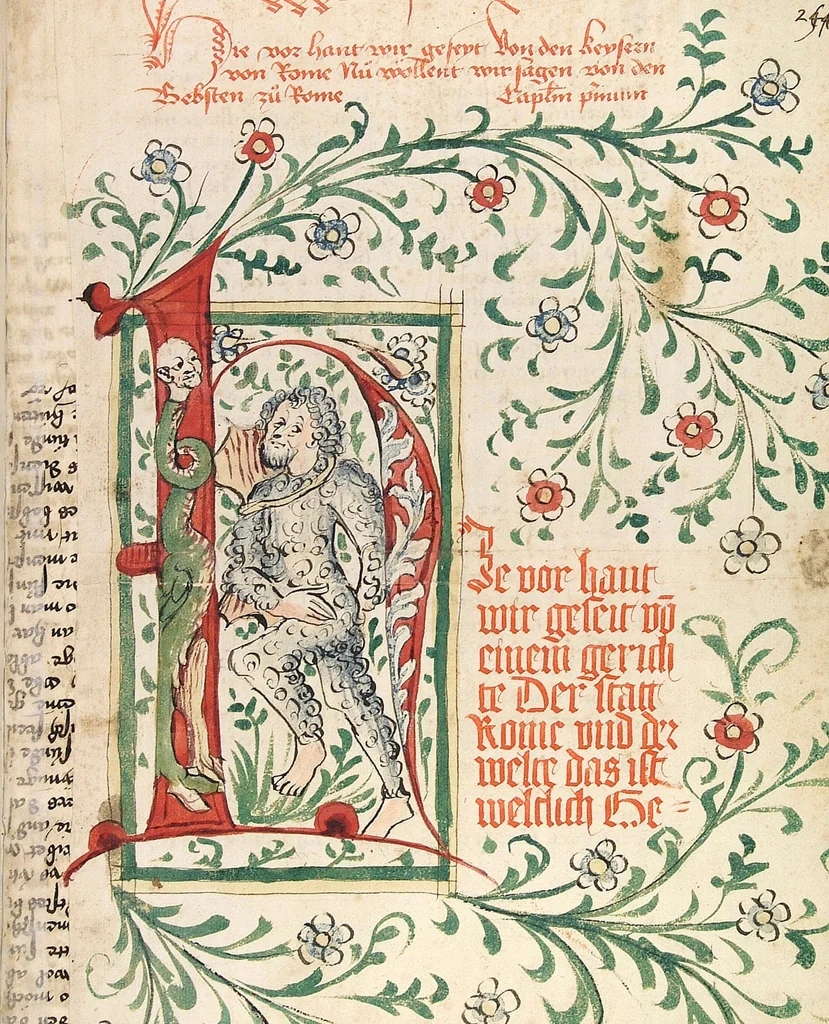 An illustration from Historia septem sapientum, dt. ; Martinus Oppaviensis: Chronicon pontificum et imperatorum, dt., 1450, leaf 515