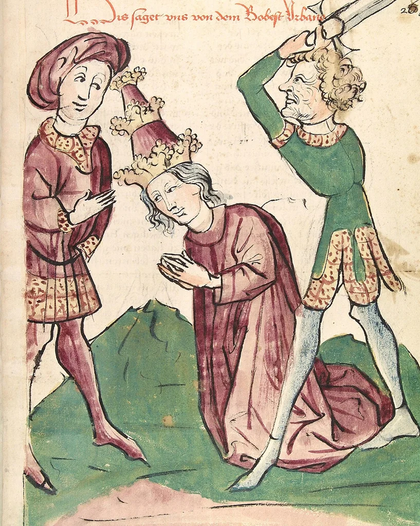 An illustration from Historia septem sapientum, dt. ; Martinus Oppaviensis: Chronicon pontificum et imperatorum, dt., 1450, leaf 547