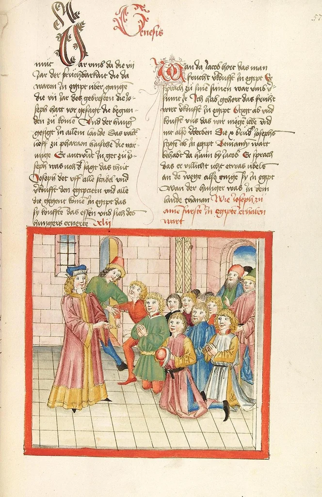 An illustration from Bücher Mose, Josua, Richter, Ruth, 1477, leaf 121