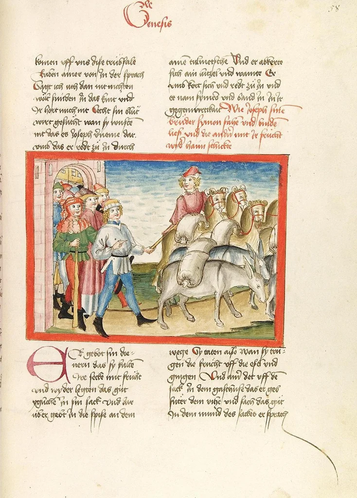An illustration from Bücher Mose, Josua, Richter, Ruth, 1477, leaf 123