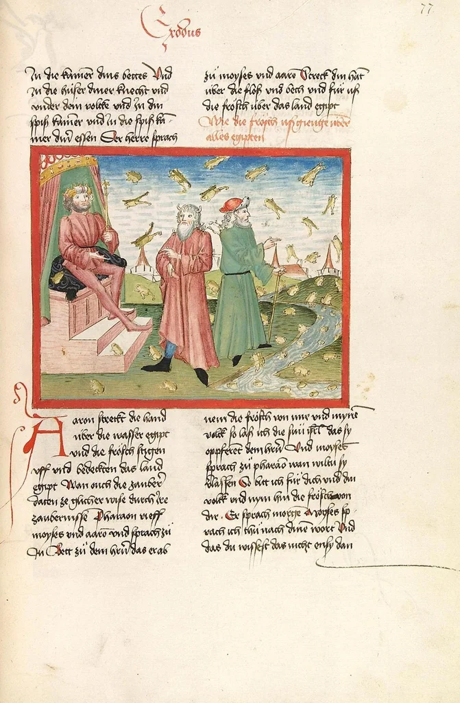 An illustration from Bücher Mose, Josua, Richter, Ruth, 1477, leaf 161