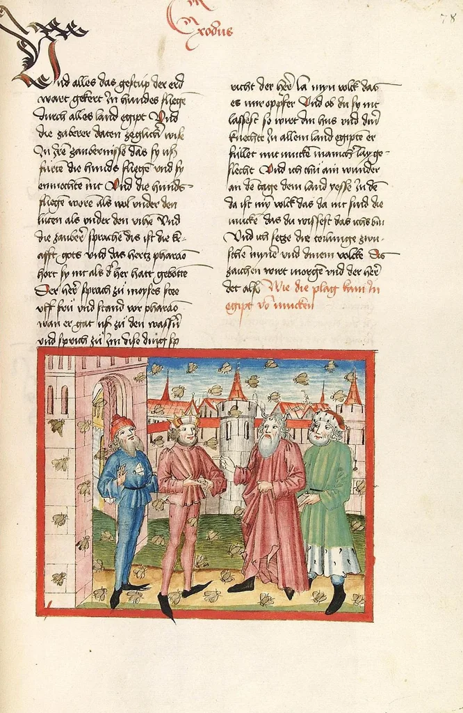 An illustration from Bücher Mose, Josua, Richter, Ruth, 1477, leaf 163