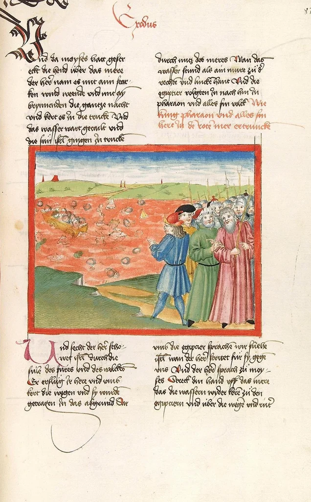 An illustration from Bücher Mose, Josua, Richter, Ruth, 1477, leaf 181