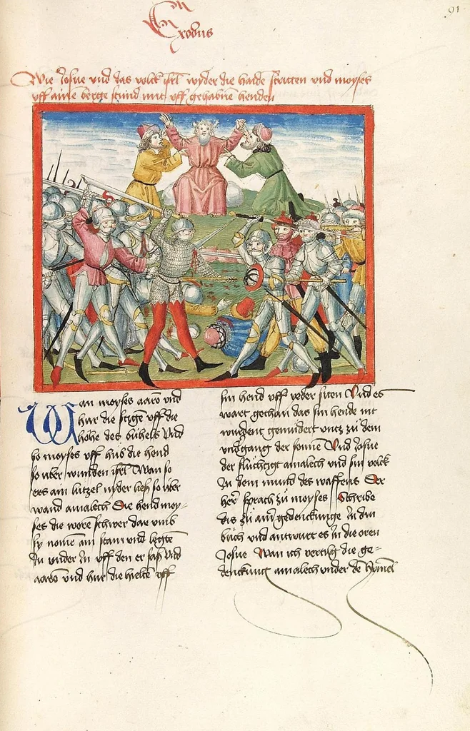 An illustration from Bücher Mose, Josua, Richter, Ruth, 1477, leaf 189