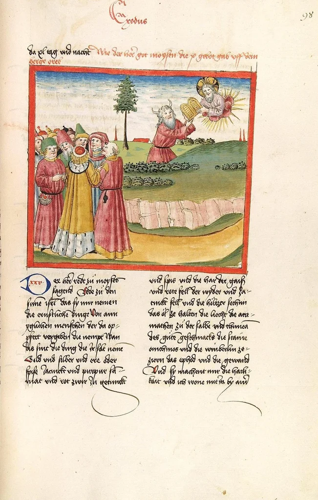 An illustration from Bücher Mose, Josua, Richter, Ruth, 1477, leaf 203