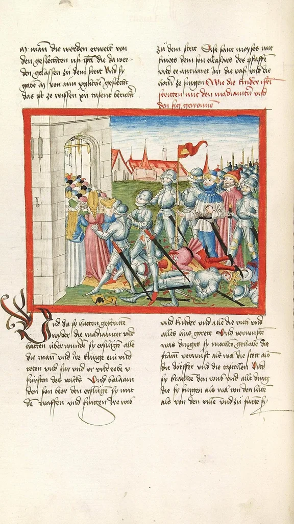 An illustration from Bücher Mose, Josua, Richter, Ruth, 1477, leaf 368