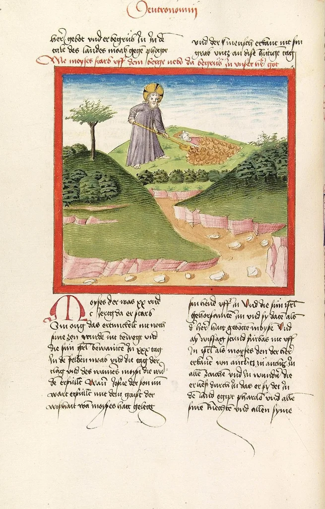 An illustration from Bücher Mose, Josua, Richter, Ruth, 1477, leaf 444