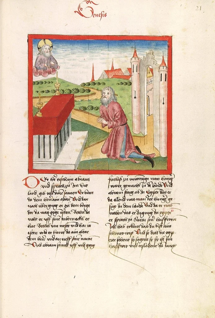 An illustration from Bücher Mose, Josua, Richter, Ruth, 1477, leaf 49
