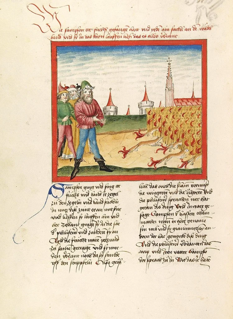 An illustration from Bücher Mose, Josua, Richter, Ruth, 1477, leaf 536