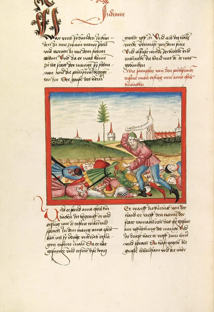 An illustration from Bücher Mose, Josua, Richter, Ruth, 1477, leaf 538
