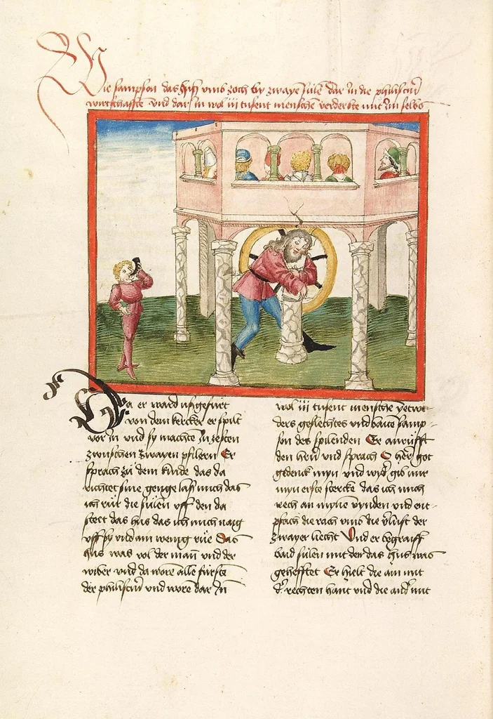 An illustration from Bücher Mose, Josua, Richter, Ruth, 1477, leaf 546